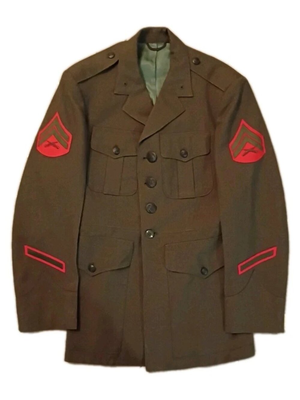 Vintage USMC Service Alpha Jacket 40"  Green Wool Serge Corporal E4 Dress Coat